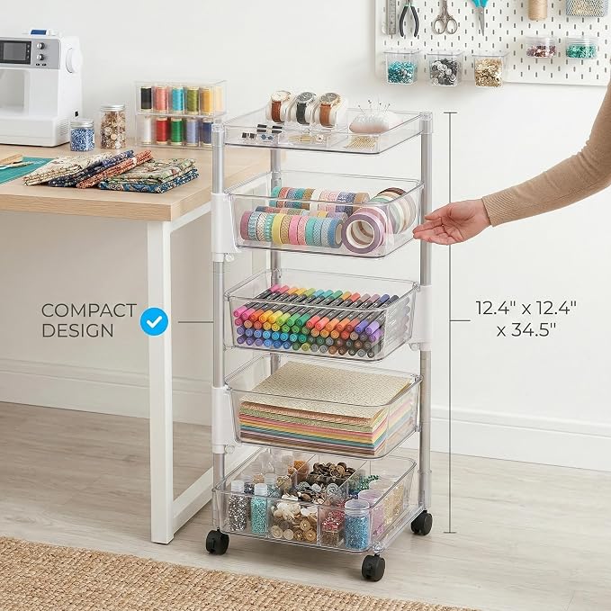 OnDisplay 360° Rotating Clear Storage Trolley – Multi-Tier Rolling Acrylic - Image 9