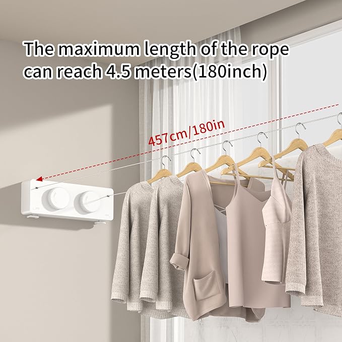 Retractable Clothesline Heavy Duty Clothes Drying Laundry Line Wall Mounted - Image 5