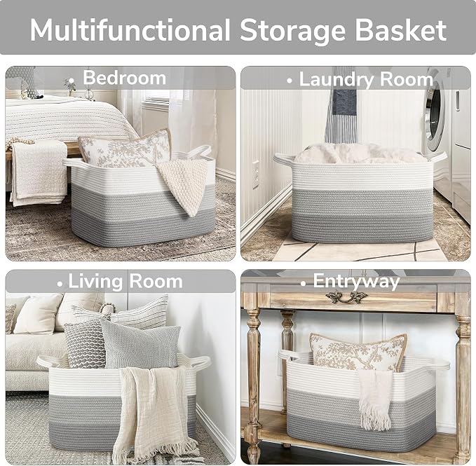 Goodpick Storage Basket, 21.6" x 14.9" x 11.8", Blanket Basket - Image 4