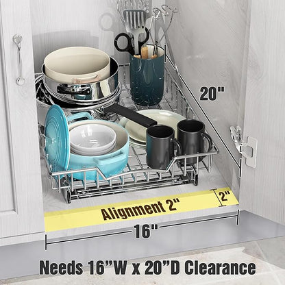 Simple Houseware Under Cabinet Pull Out Sliding Shelf Drawer, 18Dx14W | - Image 3