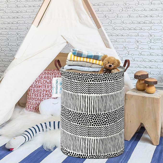LANGYASHAN Laundry Basket Canvas Fabric Collapsible Organizer Basket - Image 7