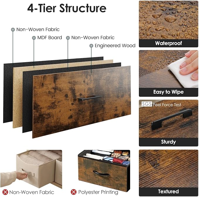 Nightstand, End Table, Bedside Table, Small Tall Dresser - Image 6
