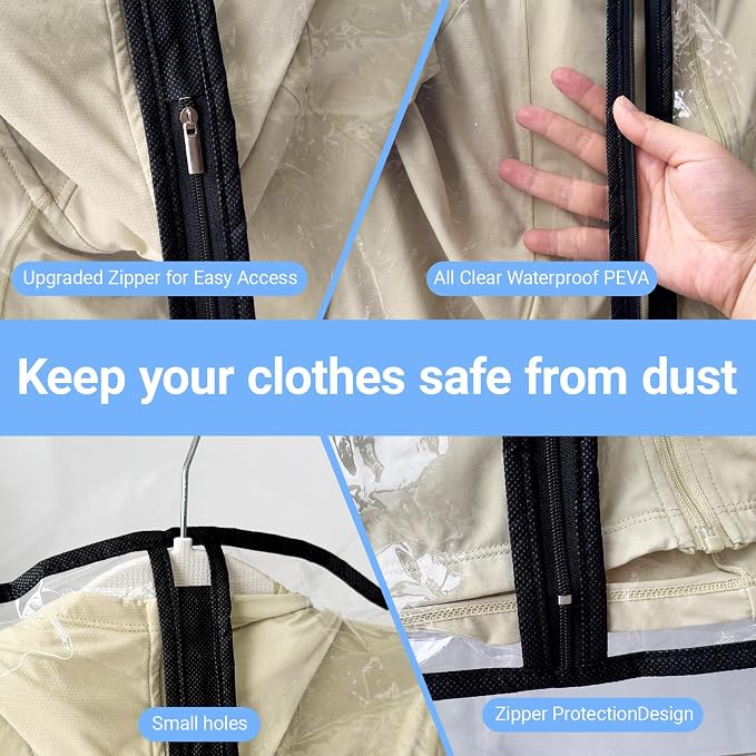 Garment Bags for Hanging Clothes 24'' x 48'' Coat Covers for Closet Foldable - Image 4