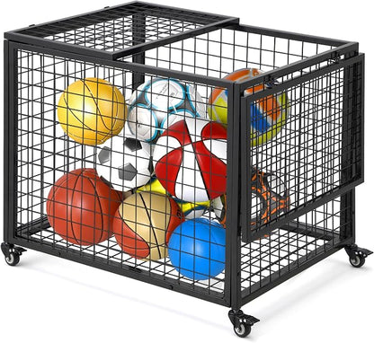 AECOJOY Ball Cart Storage, Rolling Basketball Bin by AECOJOY