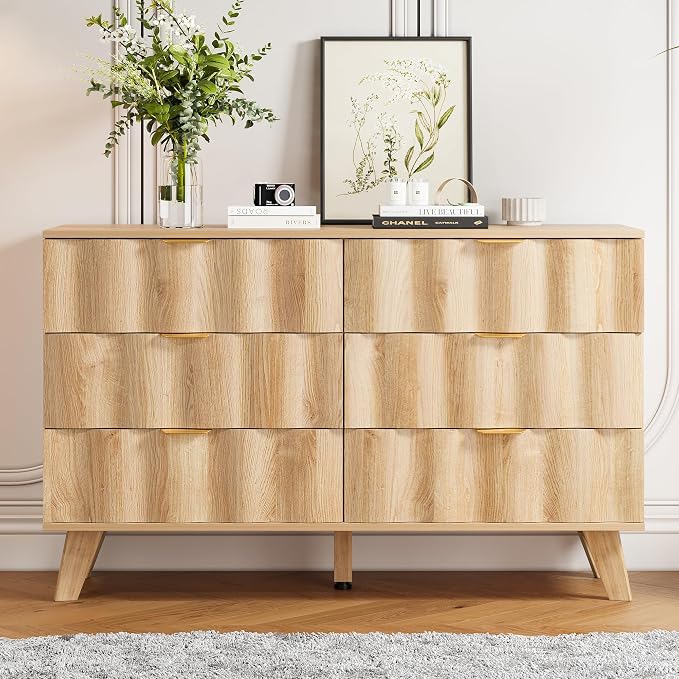 6 Drawer Dresser, Modern Fluted Storage Dresser by EnjoyaWarmandCozyLife