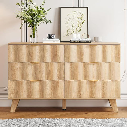 6 Drawer Dresser, Modern Fluted Storage Dresser by EnjoyaWarmandCozyLife