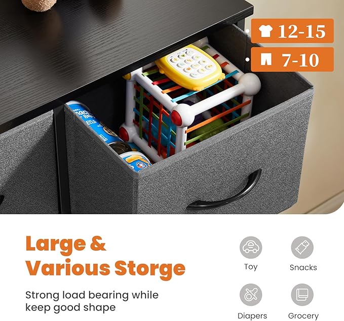 Sweetcrispy 9 Drawer Fabric Dresser Tall Chest Storage Organizer Tower | - Image 6