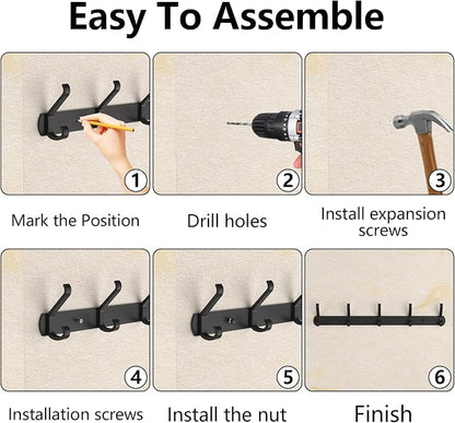 2 Pack Coat Rack Wall Mount, 17.3 in Wall Hooks - Image 5