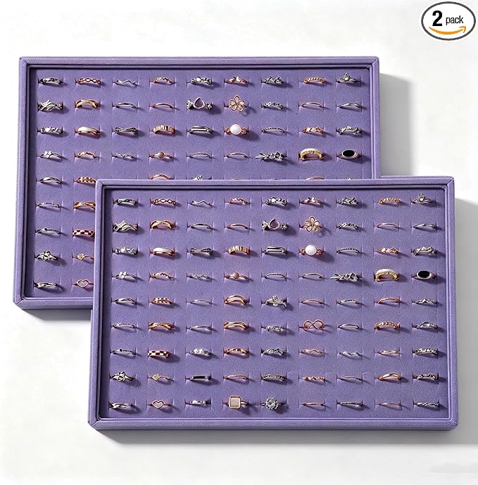 Large Velvet Jewelry Tray 2 Pack Stackable Jewelry Display Drawer Inserts Trays by Unknown