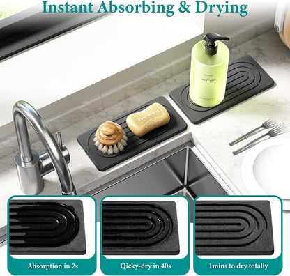 Water Absorbing Stone Tray for Sink, Quick Drying Diatomite Bathroom Tray - Image 3