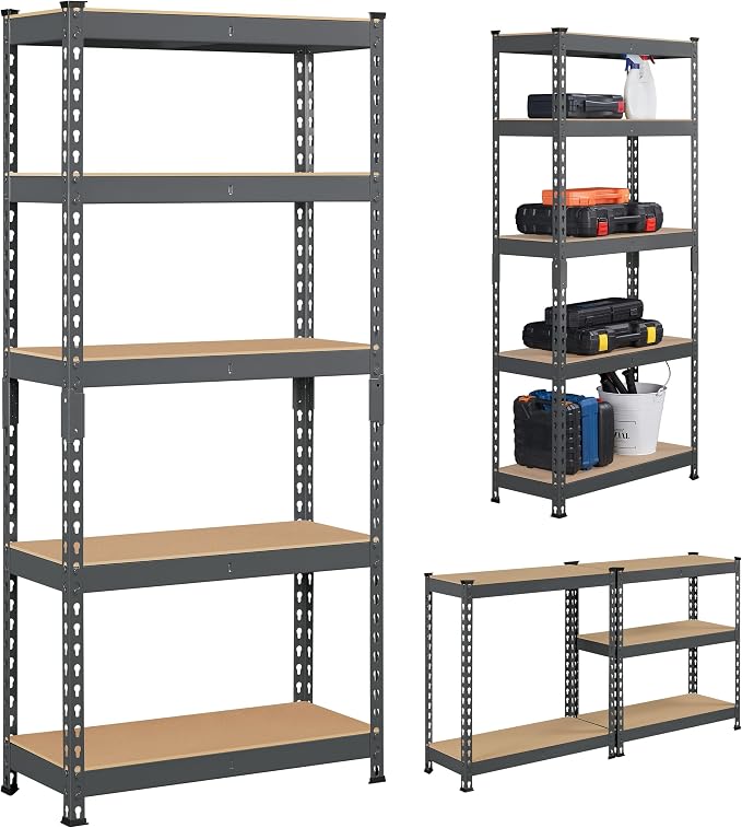 Topeakmart 5-Tier Utility Shelves, Metal Storage Shelves, Adjustable Shelving - Image 9