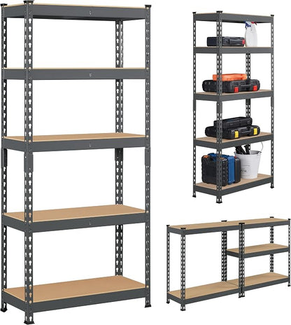 Topeakmart 5-Tier Utility Shelves, Metal Storage Shelves, Adjustable Shelving - Image 9