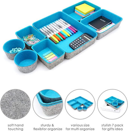 Welaxy Drawer organizers bins felt tray desk storage bins dividers small - Image 4