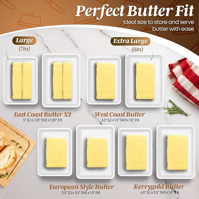 Flexzion Ceramic White European Butter Dish - Image 4
