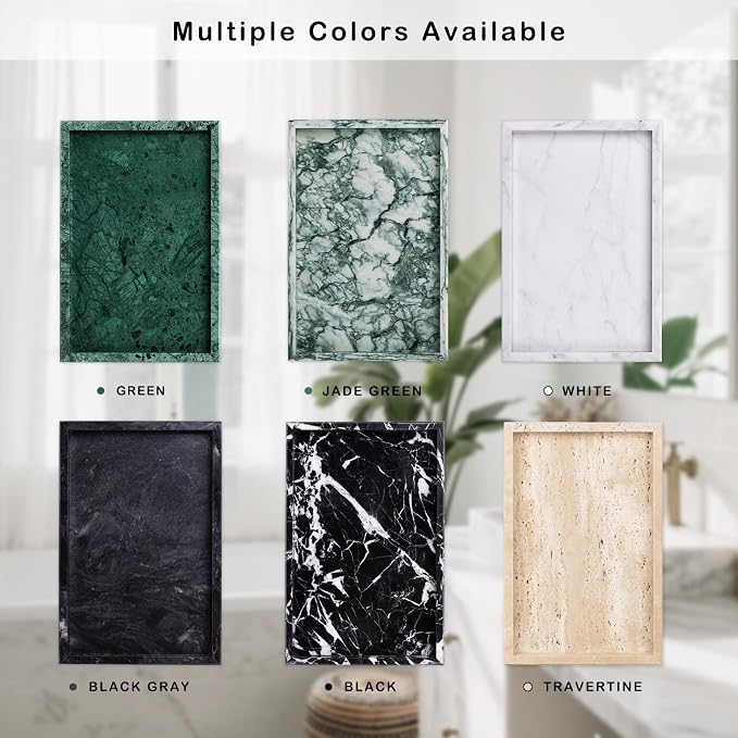 Marble Bathroom Tray for Countertop & Home Decor, Natural Decorative Marble - Image 8