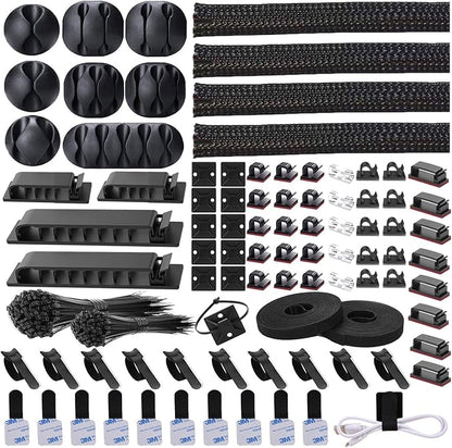 311Pcs Cable Management Organizer Kit 4 Cable Sleeve Split, 53Cable Clips by DRIVUU