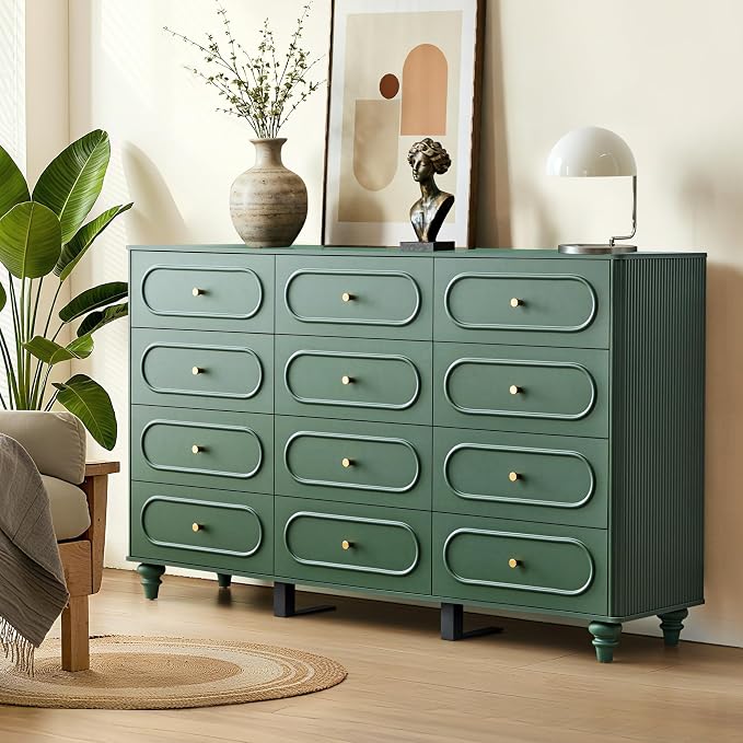 12 Drawer Fluted Dresser for Bedroom, Mid Century Modern Chest of Drawers - Image 7