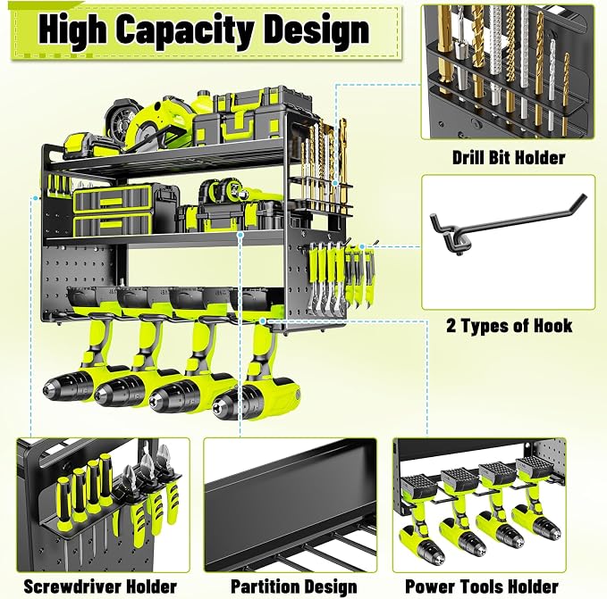Power Tool Organizer Wall Mount, Drill Holder tool storage - Image 3