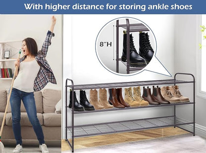 KEETDY Long 3 Tier Shoe Rack for Closet Wide Shoe Storage Organizer Stackable - Image 4