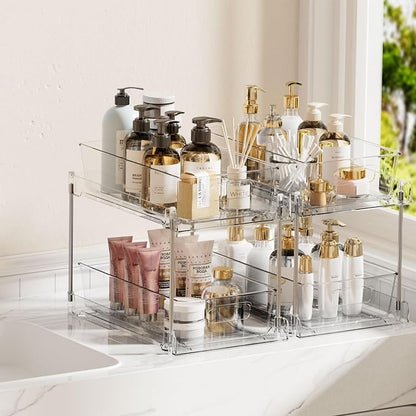 Vtopmart 2 Tier Bathroom Storage Organizer, 2 Pack Clear Under Sink Organizers - Image 7