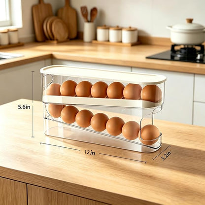 WACOI Auto Rolling Fridge Egg Organizer, Space Saving Eggs Dispenser - Image 2