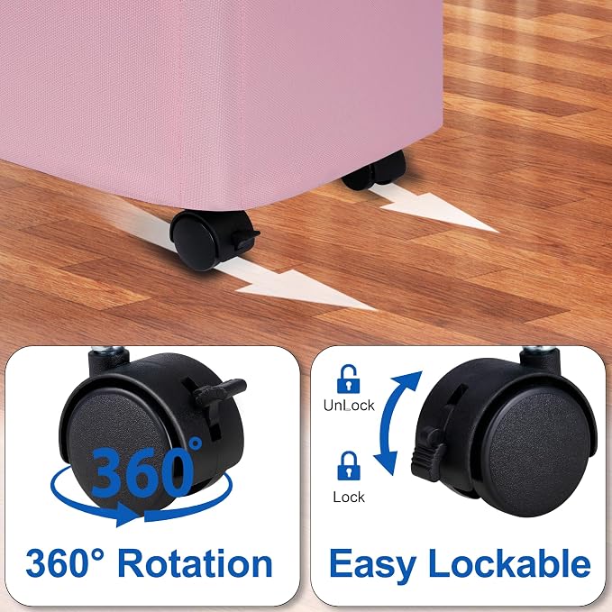 Slim Laundry Hamper with Wheels, 15 Gal Rolling Laundry Basket with lid and - Image 4