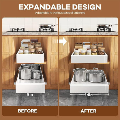 Seinloes 4 Pack Expandable Pull Out Cabinet Organizer 21" Deep - Image 4