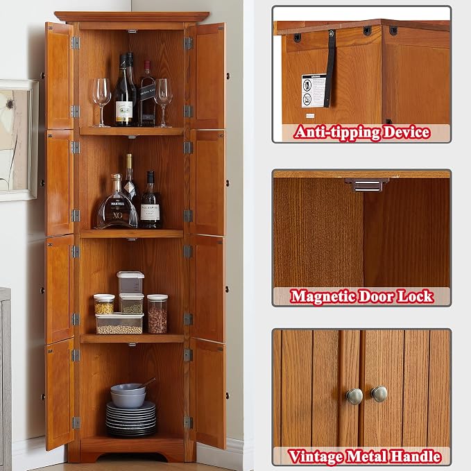 72" H Farmhouse Corner Storage Cabinet - Image 4