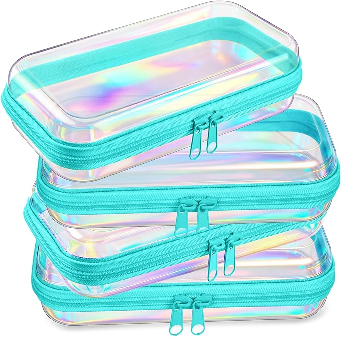 Hoolerry 4 Pcs Hard Clear Zipper Case Makeup Bags Plastic Pencil Pouch by Hoolerry