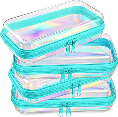 Hoolerry 4 Pcs Hard Clear Zipper Case Makeup Bags Plastic Pencil Pouch by Hoolerry
