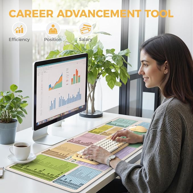 iCasso Excell Cheat Sheet Desk Mat, Excel Mouse Pad Shortcuts, Extended Large - Image 9