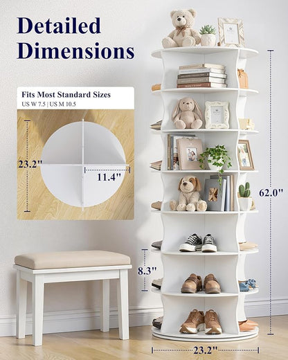 Kitsure Shoe Rack for Ehtryway, 7-Tier Rotating Shoe Rack Tower, 360° Revolving - Image 3