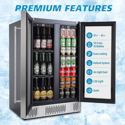 5.4 Cubic Feet/176 Can Fridge, 24 inch Freestanding Beverage Refrigerator Dual - Image 4