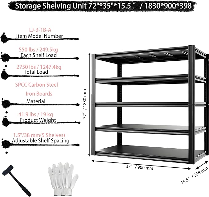 Industrial Storage Rack, Heavy-Duty Steel Shelving Unit - Image 3