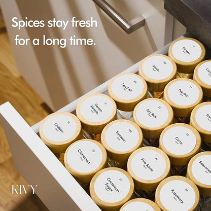 KIVY Spice Jars with Labels Glass Seasoning Containers with Airtight Lids - Image 7
