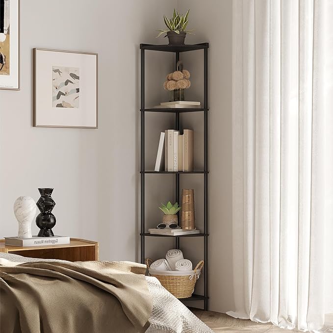 SUNMORY 5 Tier Corner Shelf, Industrial Display Shelf, Narrow Plant Stand - Image 6