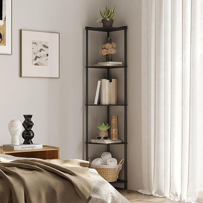 SUNMORY 5 Tier Corner Shelf, Industrial Display Shelf, Narrow Plant Stand - Image 6