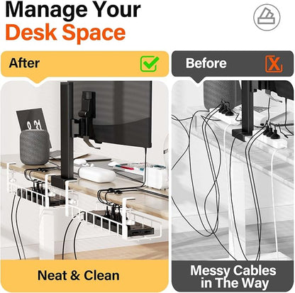 2 Pack Under Desk Tray, 31.4" No Drill Wire Management - Image 3