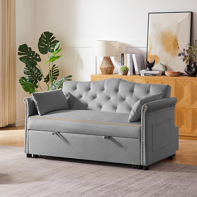 hansones 65'' 3-in-1 Folding Sofa Bed – Queen Size Pullout, Modern Chenille - Image 3