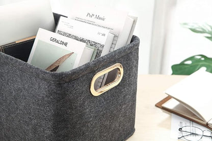 Collapsible Storage Bins Foldable Felt Fabric Storage Basket Organizer Boxes - Image 3