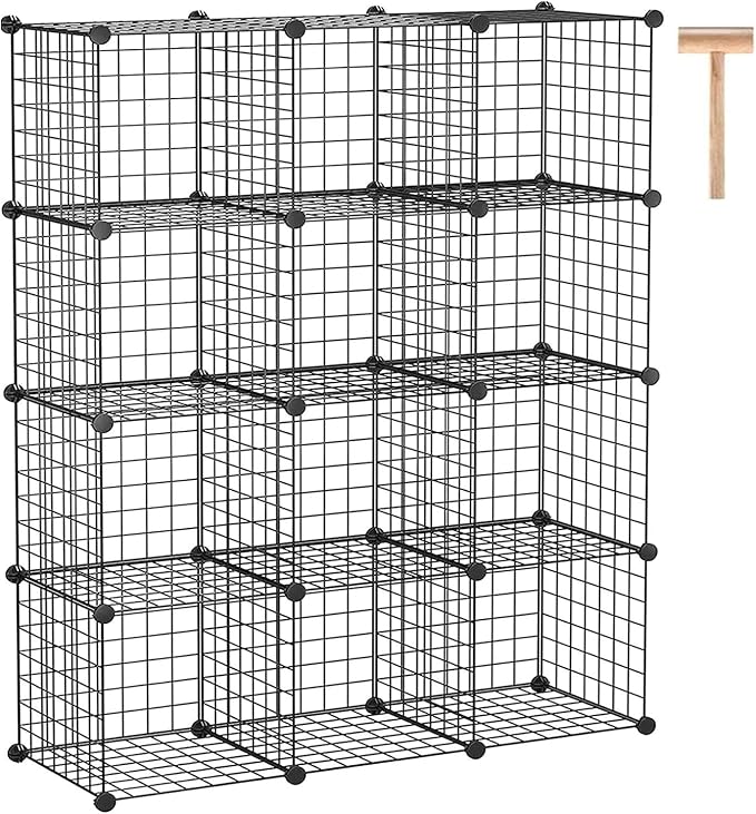 C&AHOME Wire Cube Storage, 12-Cube Storage Organizer Metal, C Grids Storage by CAHOME