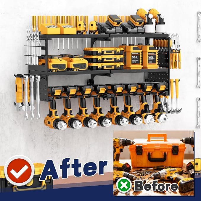 Power Tool Organizer Wall Mount, 300Lbs Load 3 Layer Heavy Duty Metal Tool Shelf - Image 5