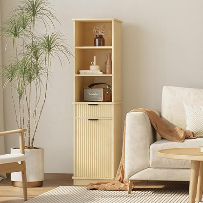 Natural Tilt Out Laundry Hamper Tall Bathroom Storage Cabinet Hidden Laundry - Image 8