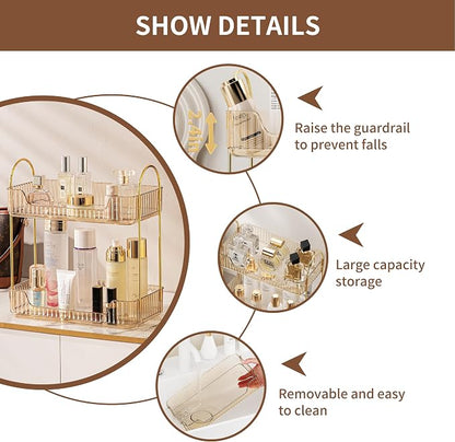 2 Tier Bathroom Organizer Countertop Makeup Perfume Tray Skincare Organizer - Image 3