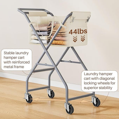No-Bend Laundry Cart- Rolling Hamper - Image 4