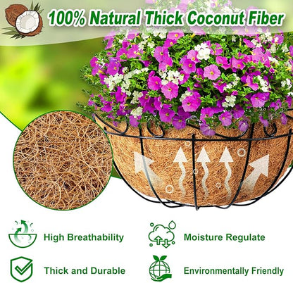REMIAWY Hanging Basket Coco Liners, Coconut Planter Basket Liners 6 Packs 10 - Image 2