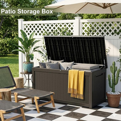 325 Gallon Outdoor Storage Box Waterproof, Large Deck Box Lockable Resin - Image 6