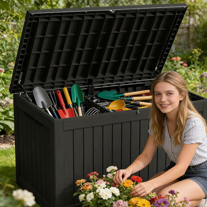 200 Gallon Outdoor Storage Box Resin Deck Box All Weather Waterproof Large - Image 6