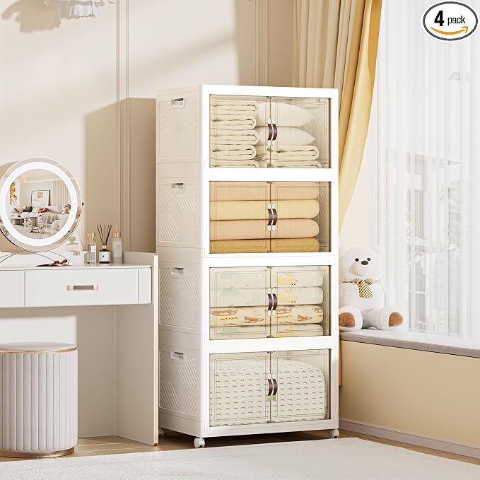 416 QT / 104 Gal Large Foldable Stackable Plastic Storage Cabinet by Unknown
