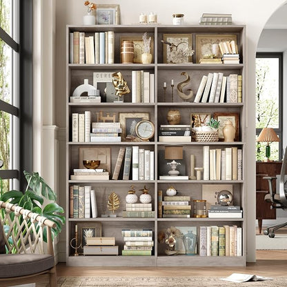 FACBOTALL Bookshelf and Bookcase, 6-Tier Double Wide Bookshelves, Freestanding - Image 2